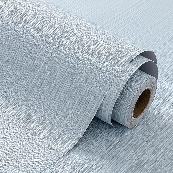 FUKU MON Light Blue Grasscloth Wallpaper Peel and Stick 24" x 394" Thickened by MeetyourallDIYneeds
