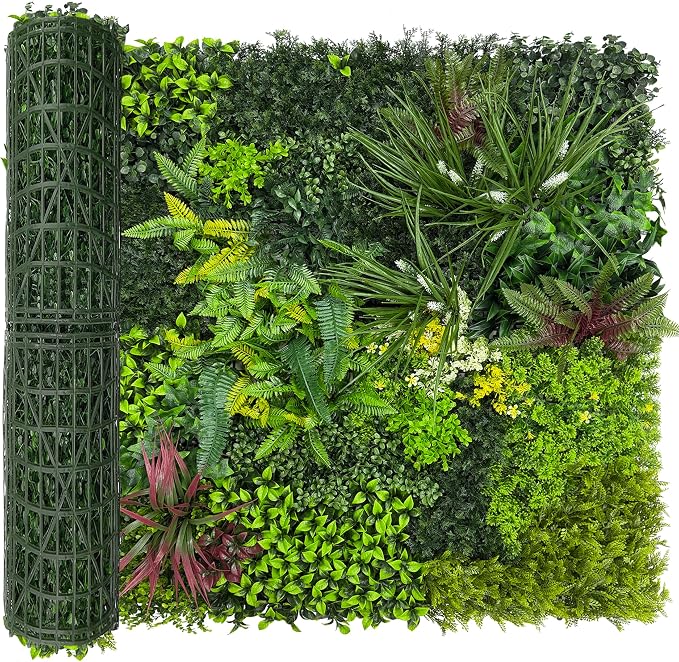 Artificial Plant Wall Boxwood Roll: 40"x120" UV Resistant Green Leaves Faux by DOPGIB