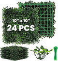 Grass Wall 24 Pack 10"x10" Artificial Boxwood Hedge Wall Panels, Privacy Hedge by Ticanros