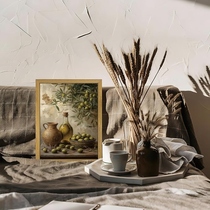Wood Framed Olive Kitchen Wall Art, Vintage Rustic Still Life Canvas Print - Image 7