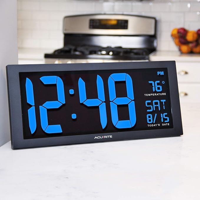 AcuRite 75152M Oversized Blue LED Clock - Image 3