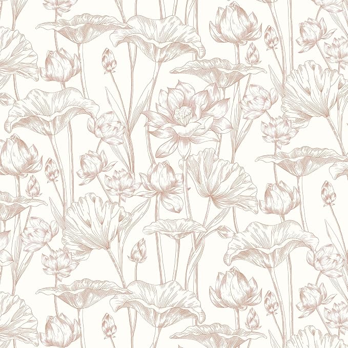 Timeet Floral Peel and Stick Wallpaper White and Pink Vintage Contact Paper 16" by Timeet