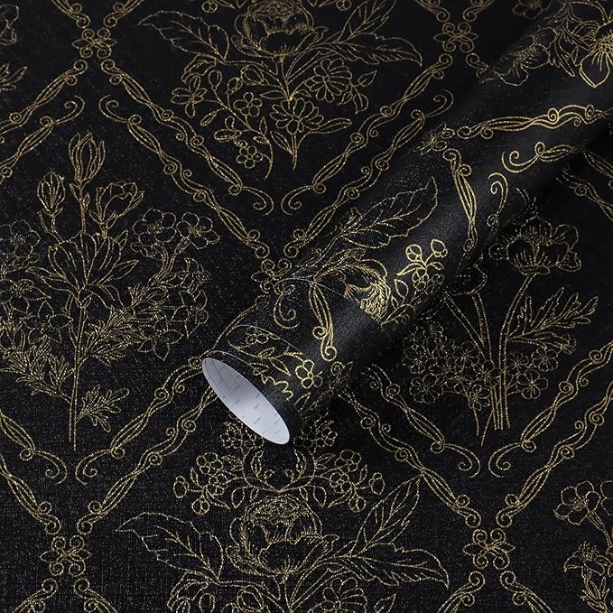 Toduso Peel and Stick Wallpaper Vintage Wall Paper Boho Contact Paper Black and by Toduso