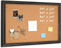 Cork Bulletin Board, Rustic Black Wooden Frame, Hanging Pin Board by QUEENLINK