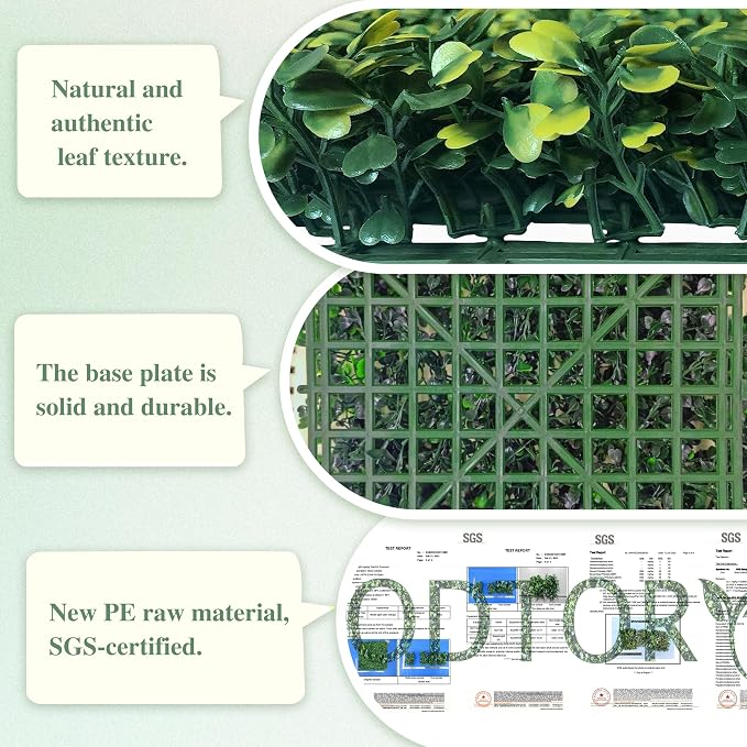 ODTORY Artificial Greenery Grass Wall Panel, 10x10 Inch 6-Pack, UV-Anti Fake - Image 5