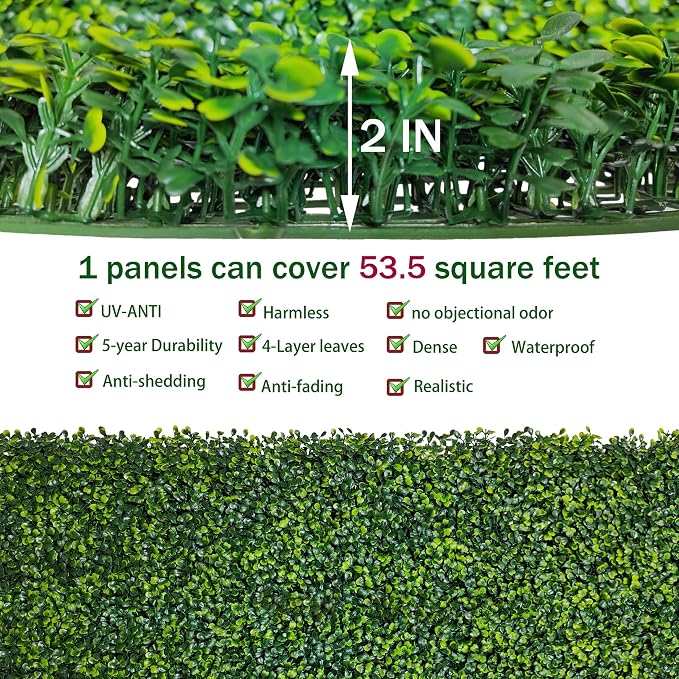 ODTORY Artificial Boxwood Roll Panels: 48 X 160 in UV-Anti Artificial Ivy - Image 3