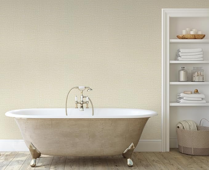 Guvana Grasscloth Peel and Stick Wallpaper Cream Textured Contact Paper Modern - Image 7