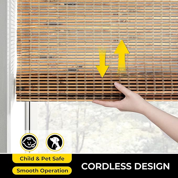 UNISHADES Cordless Bamboo Roman Shades - Image 4