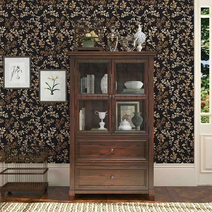 Extra Long Dark Floral Peel and Stick Wallpaper 17.5In x 32.8Ft, Vintage - Image 3