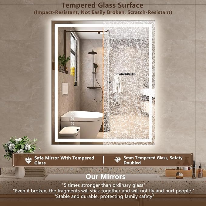 40x36 Inch LED Lighted Bathroom Mirror - Image 4
