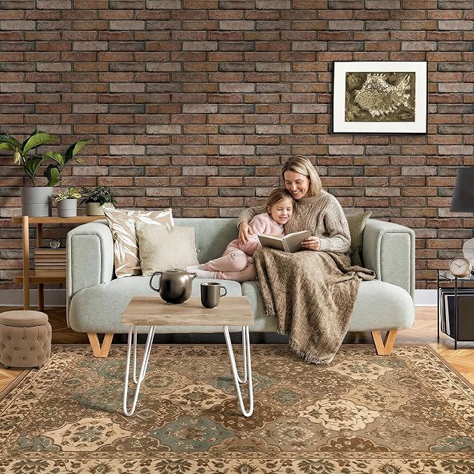 COMSTICKC 3D Brown Faux Brick Wall Panel Peel and Stick Wall Covering, Not Real - Image 6