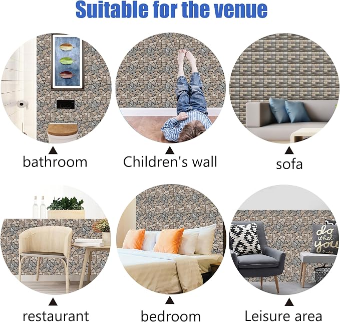 3D Self Adhesive Wall Panels, PVC Tiles Backsplash DIY Brick Wallpaper Tile - Image 6