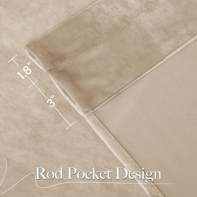 NICETOWN Beige Velvet Curtains 144" Length - Image 7