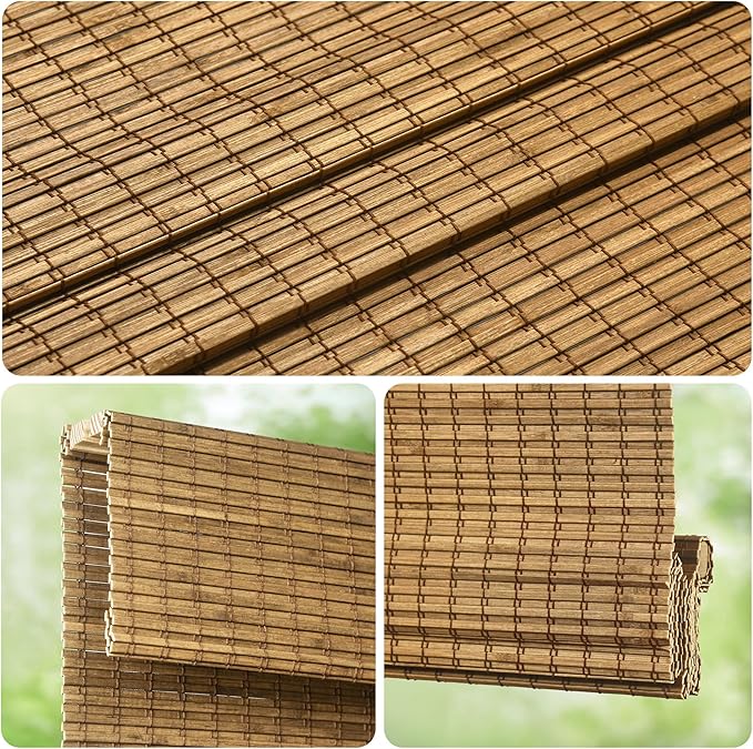 LazBlinds Cordless Bamboo Roman Shades, Privacy Blinds - Image 3
