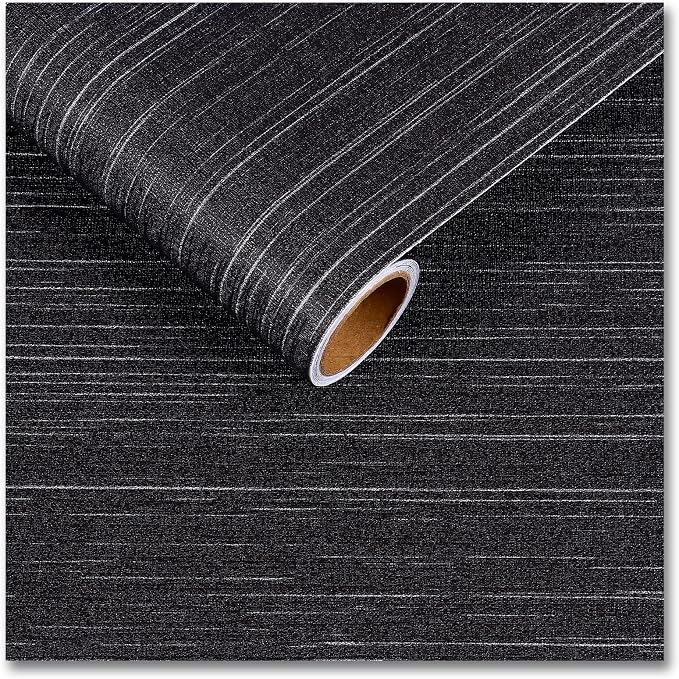 CRE8TIVE Black Grasscloth Wallpaper Peel and Stick Textured Black Wallpaper by CRE8TIVE