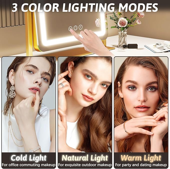 FENNIO Vanity Mirror with Lights 22 Inch- LED Lighted Makeup Mirror, Large - Image 2