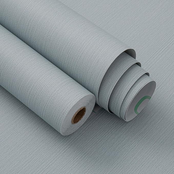 Haimin Fabric Wallpaper Textured Contact Paper Peel and Stick Faux Linen Wall - Image 8