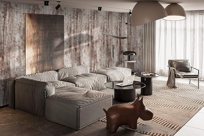 Dimoon Wallpaper 118"x17.7" Wood Peel and Stick Wallpaper Thicken Dark Grey - Image 6