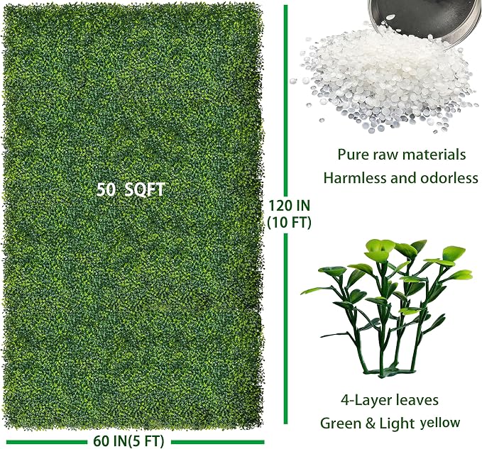 ODTORY Artificial Boxwood Roll Panels: 5FT X 10FT UV-Anti Artificial Ivy - Image 2