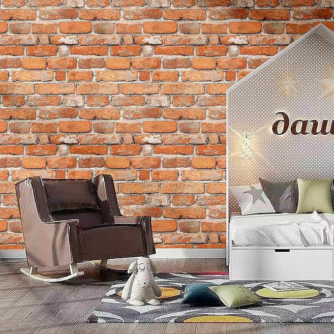 Faux Brick Peel and Stick Wallpaper 17.7" x 393" Contact Paper - Image 6