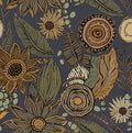 Boho Wallpaper Peel and Stick, Vintage Blue Yellow Floral Contact Paper by Laatse