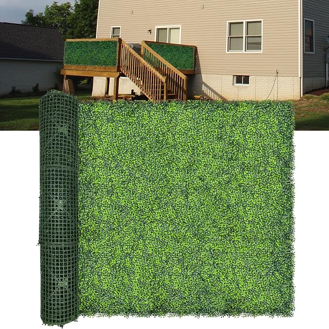 Artificial Boxwood Roll Panels: 60"x 140" UV-Anti Faux Ivy Leaves Grass Wall by DOPGIB