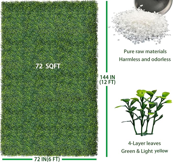 ODTORY Artificial Boxwood Roll Panels: 6FT X 12FT UV-Anti Artificial Ivy - Image 2