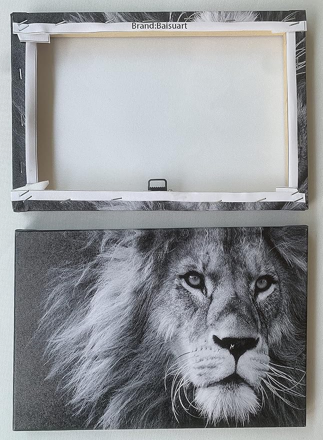 Baisuart Canvas Prints Wall Art Grey lion Stretched Canvas Wooden Framed - Image 7