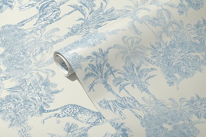 RollsRolla Toile Blue and White Peel and Stick Wallpaper Accent Wall French - Image 6