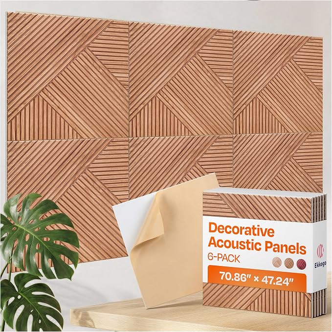 XL Acoustic Wall Panels 6-Pack Decorative Acoustic Panels High Density Sound by EkkogoAcousticPanels