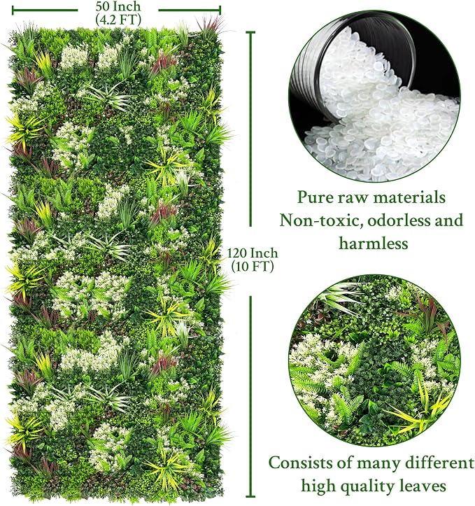 ODTORY Artificial Plant Wall Panels: 50"×120" UV-Anti Faux Grass Wall Backdrop - Image 2