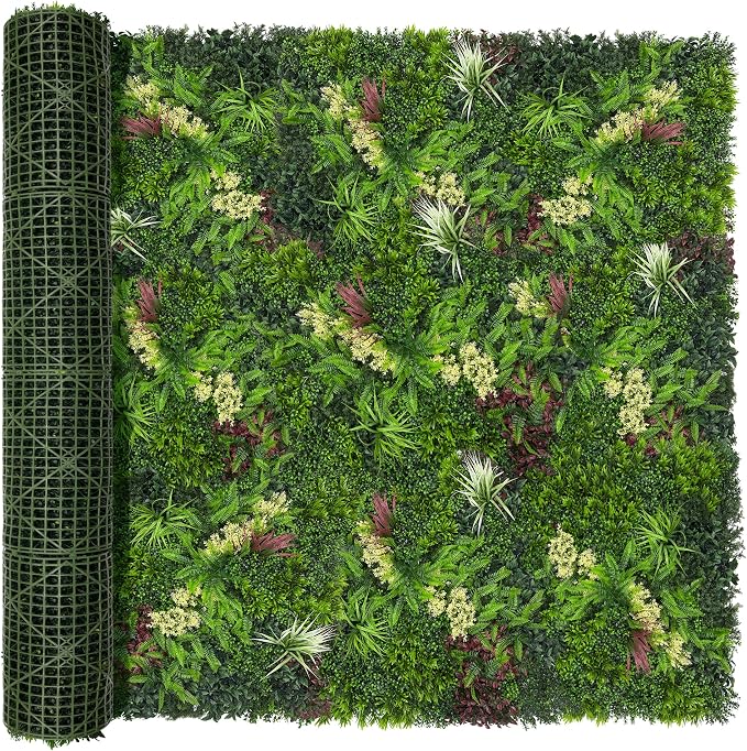 Artificial Ivy Boxwood Roll: 80"x120" UV Resistant Green Leaves Faux by DOPGIB