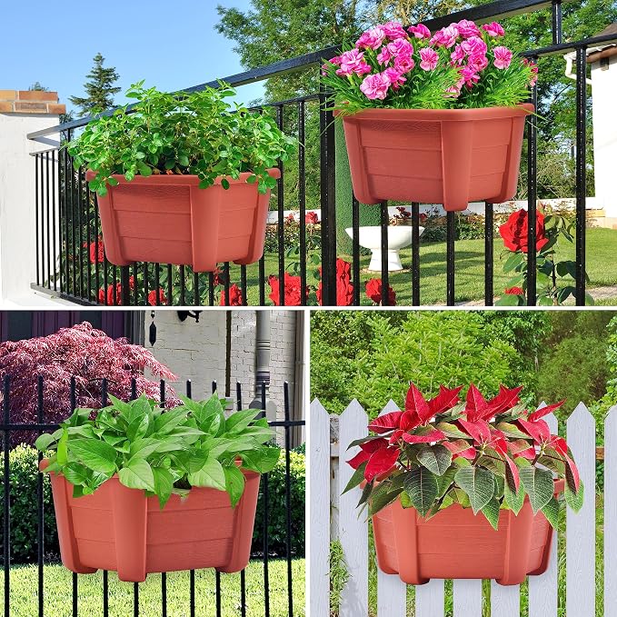 9.8 inch 8 Pack Brick Red Wall Hanging Planters - Image 6