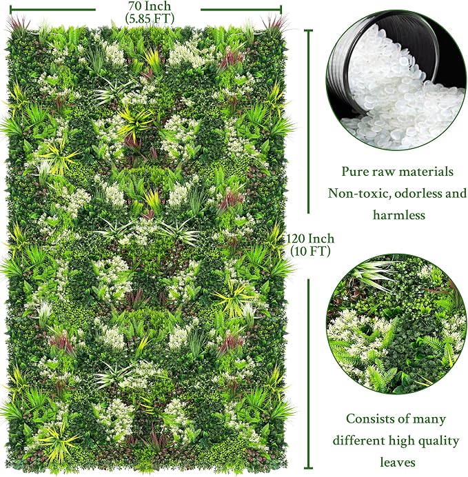 ODTORY Artificial Plant Wall Panels: 70"×120" UV-Anti Faux Grass Wall Backdrop - Image 2