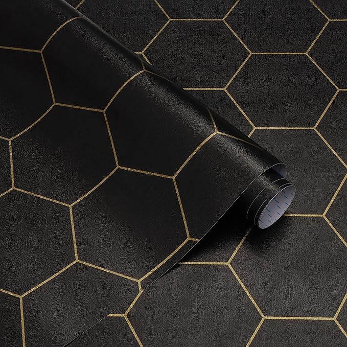 Black and Gold Wallpaper Geometric Peel and Stick Wallpaper by Fiula