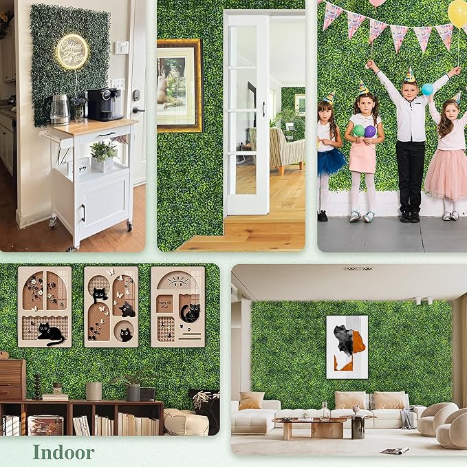 ODTORY Artificial Boxwood Roll Panels, Decorative Grass Wall Covering - Image 7