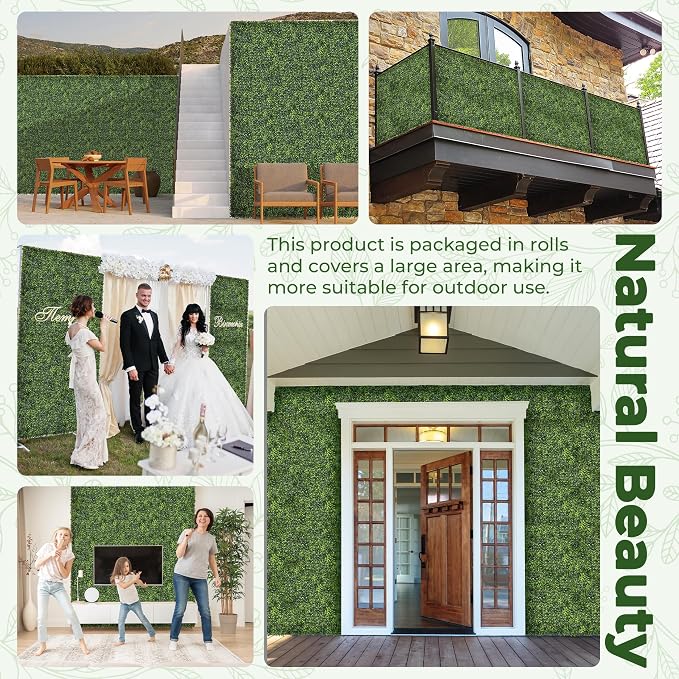 Artificial Boxwood Backdrop Roll: 48"x120" UV-Anti Greenery Faux Grass Hedge - Image 6
