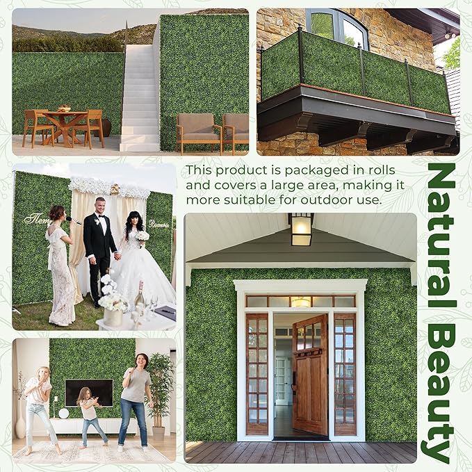 Artificial Boxwood Backdrop Roll: 60"x120" UV-Anti Greenery Faux Grass Hedge - Image 6