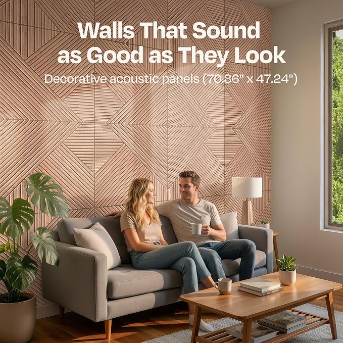 XL Acoustic Wall Panels 6-Pack Decorative Acoustic Panels High Density Sound - Image 2