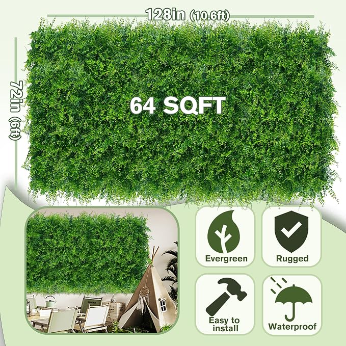 Greenery Faux Grass Wall Backdrop 72"x128" UV-Anti Artificial Green Boxwood - Image 2