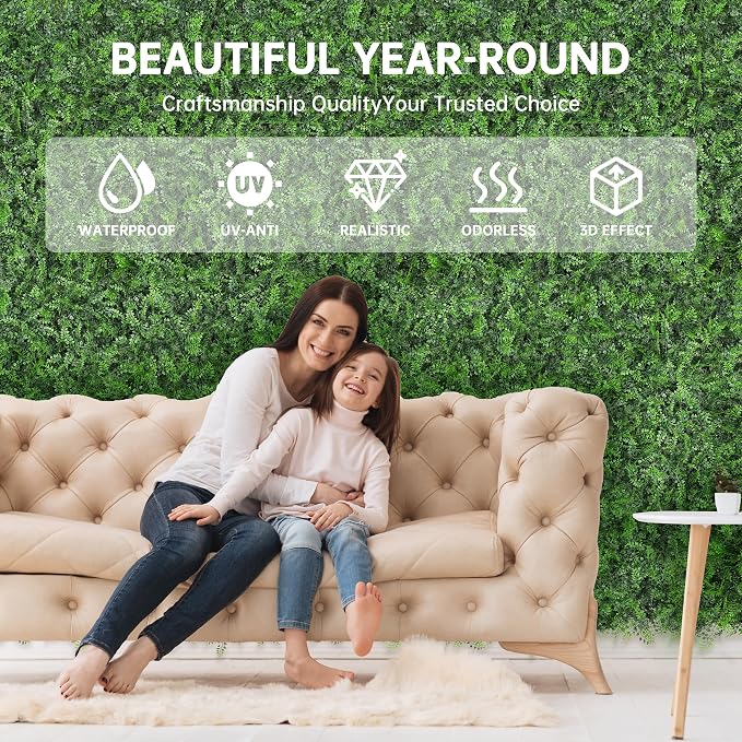 Artificial Green Wall Panels: 80"x120" Boxwood Hedge Green Wall Decor Backdrop - Image 4