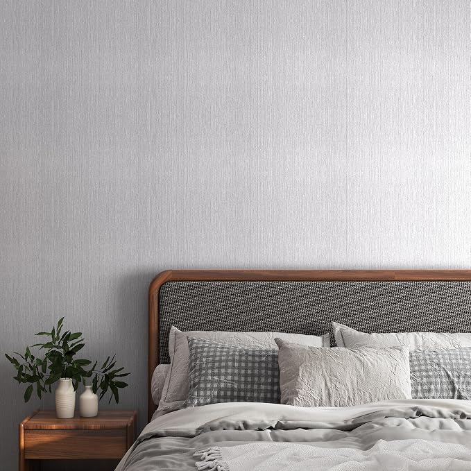 Grasscloth Peel and Stick Wallpaper Textured Gray Fabric Wallpaper Faux Linen - Image 2