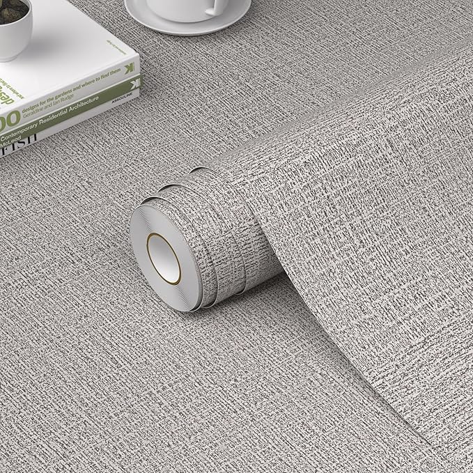 WADILE Grasscloth Peel and Stick Wallpaper 15.7in x 78.7in, Textured Contact by WADILE