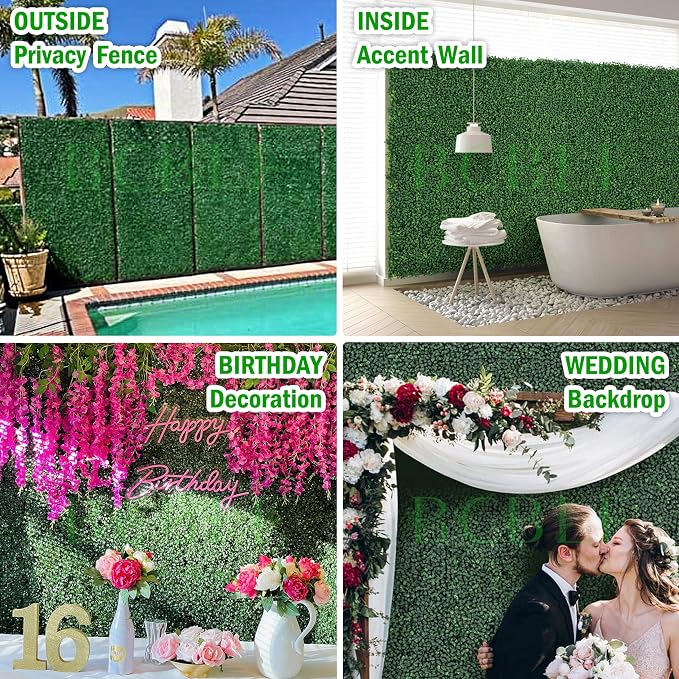 20x20Inch 6Pcs Grass Wall Panels, 4 Layers UV-Anti Boxwood Greenery Hedge - Image 6