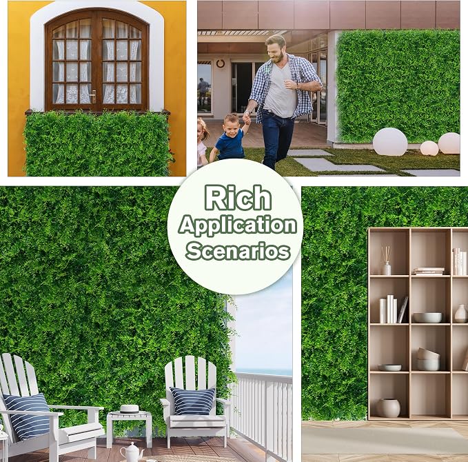Greenery Faux Grass Wall Backdrop: 48"x128" UV-Anti Artificial Green Boxwood - Image 6