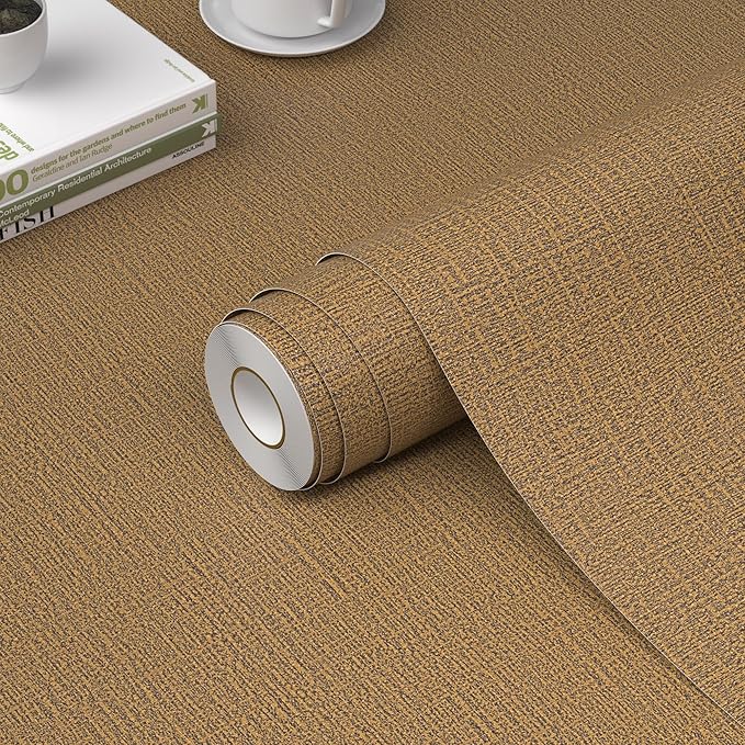 WADILE Grasscloth Peel and Stick Wallpaper 15.7in x 78.7in, Textured Contact by WADILE