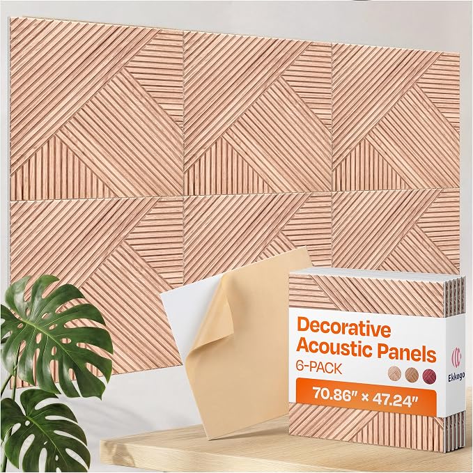 XL Acoustic Wall Panels 6-Pack Decorative Acoustic Panels High Density Sound by EkkogoAcousticPanels