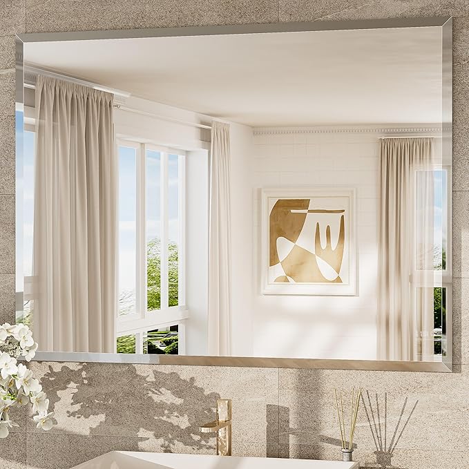 TokeShimi 48x36 Frameless Bathroom Mirror by RefinedBathroomAccessories