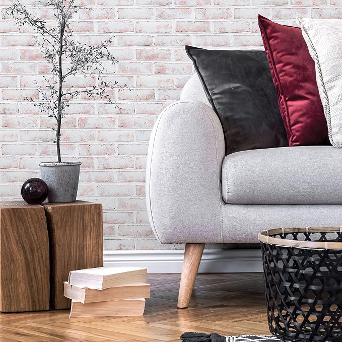 Tempaper White-Washed Brick Removable Peel and Stick Wallpaper, 20.5 in X 16.5 - Image 4