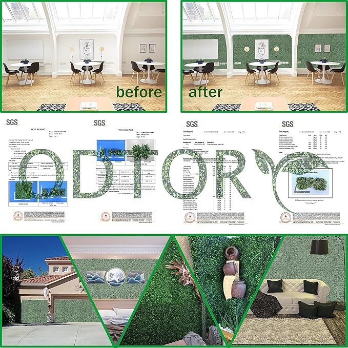 ODTORY Artificial Grass Wall Backdrop Panels: 10 by 10 in UV-Anti Greenery - Image 6